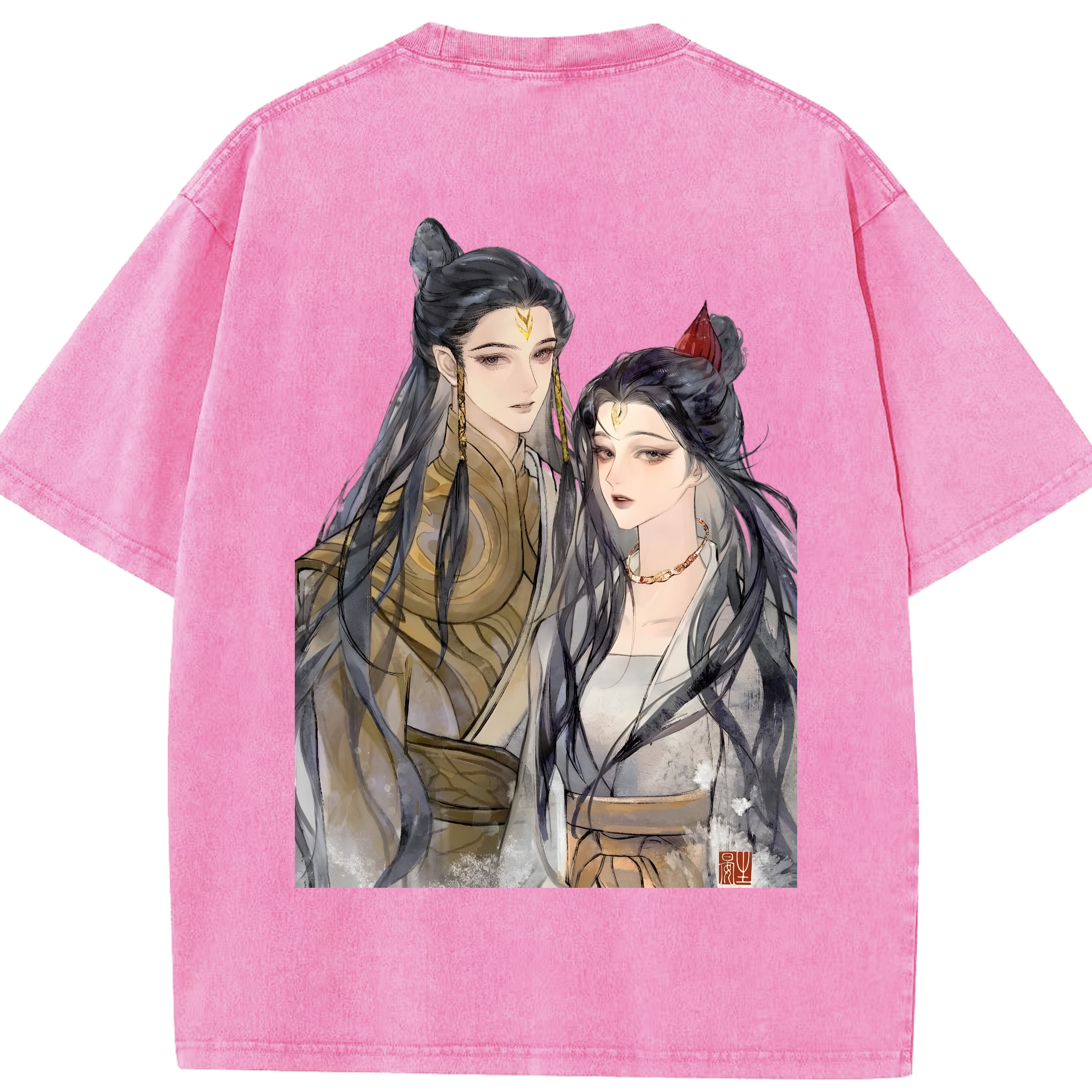 （画像用） Ne Zha 2 ナタ 魔童の大暴れ 綿100% ヴィンテージ風 半袖Tシャツ（背面プリント）